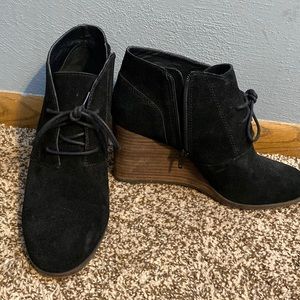 Lucky Brand Black Wedge Booties